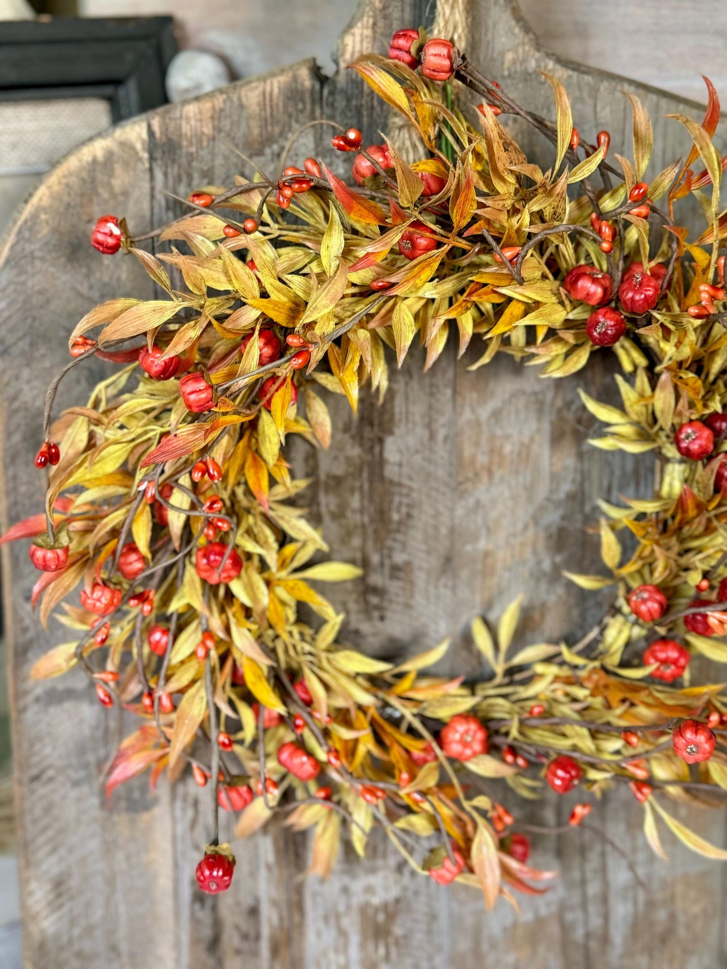 Pumpkin Berry Candle Wreath Ring, Pumpkin Decor, Harvest Table, Fall Centerpiece, Thanksgiving Table Decor