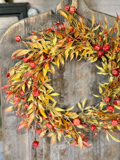Pumpkin Berry Candle Wreath Ring, Pumpkin Decor, Harvest Table, Fall Centerpiece, Thanksgiving Table Decor