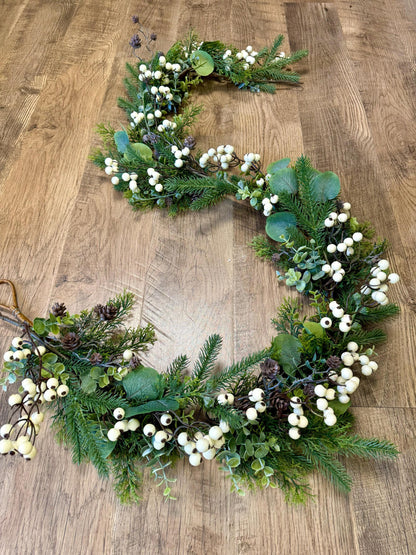 White Winter Garland, White Berry Garland, Rustic Fireplace Mantle Garland, Window Garland, Winter Woodland Garland
