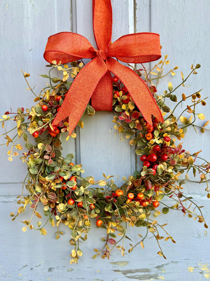 Fall Berry Candle Wreath Ring, Fall Kitchen Cabinet Wreath, Fall Bog Wreath, Thanksgiving Table Accent, Harvest Decor