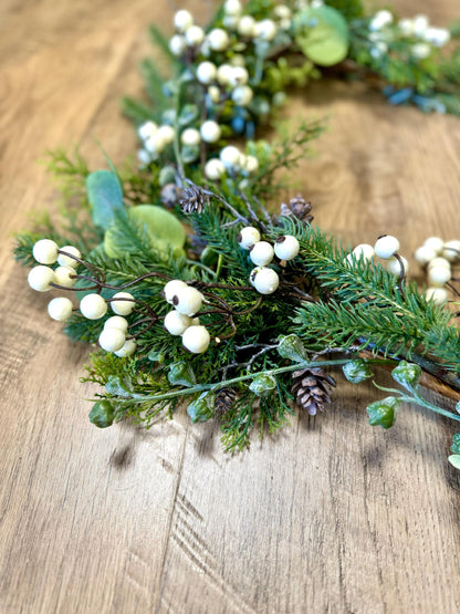 White Winter Garland, White Berry Garland, Rustic Fireplace Mantle Garland, Window Garland, Winter Woodland Garland
