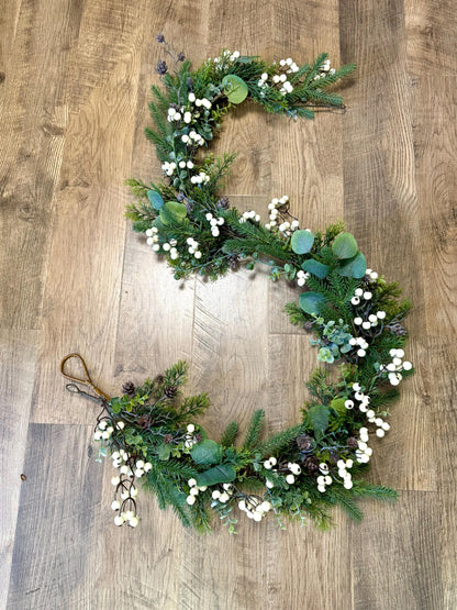 White Winter Garland, White Berry Garland, Rustic Fireplace Mantle Garland, Window Garland, Winter Woodland Garland