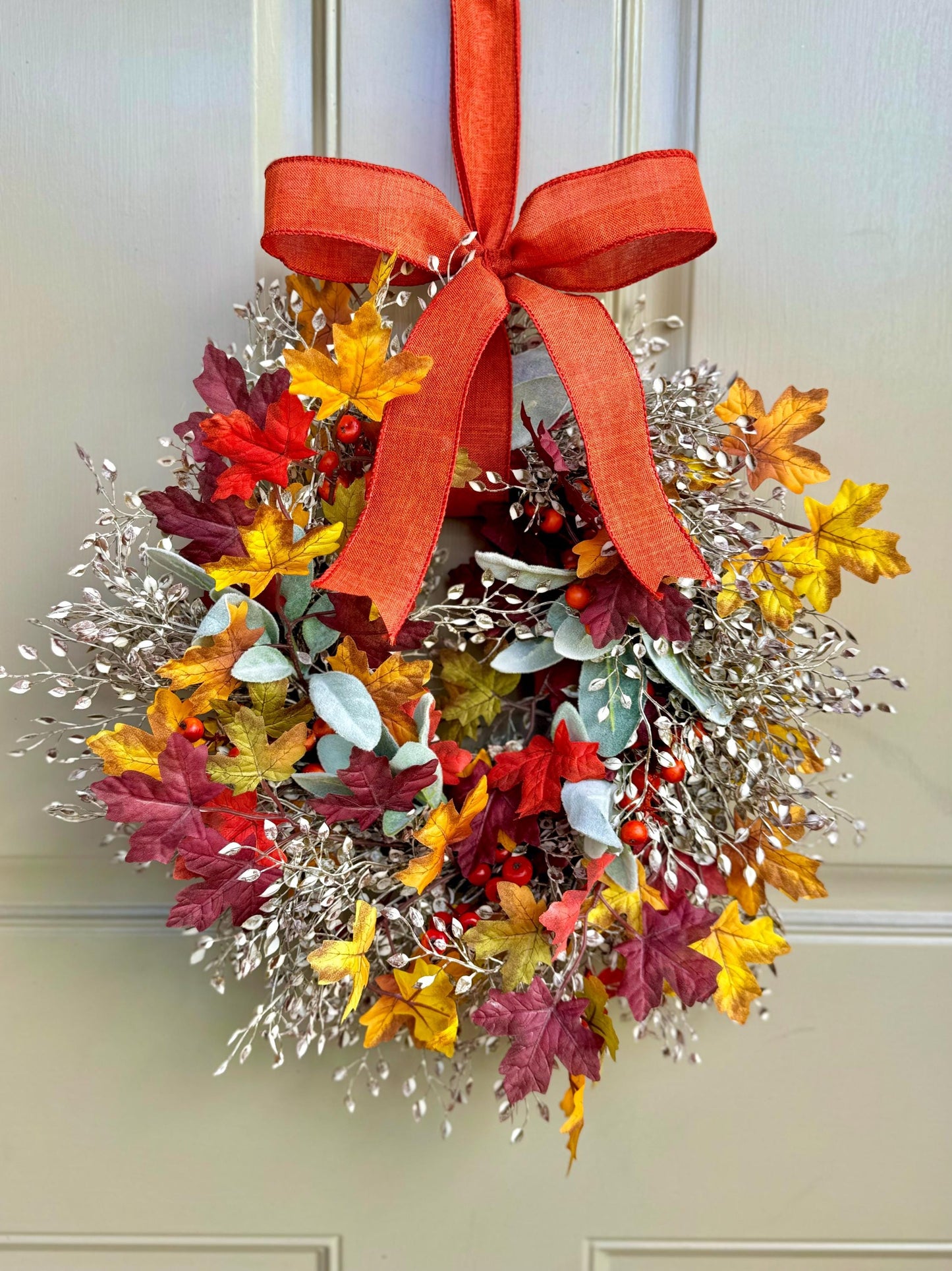 Fall Leaf Wreath, Pumpkin Candle Wreath, Autumn Pumpkin Wreath, Thanksgiving Table, Apartment Door Decor, Kitchen Cabinet Wreath