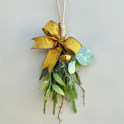 Luxe Gold Mini Christmas Swag with Bells, Mini Lantern Swag, Kitchen Cabinet Decor