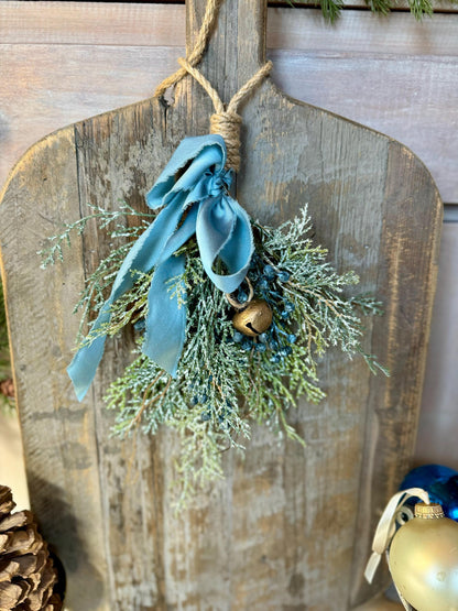 Mini Blue Juniper Swag, Winter Blue Juniper Chair Back Decor, Blue Mistletoe, Juniper Pine Swag, Kitchen Cabinet Decor