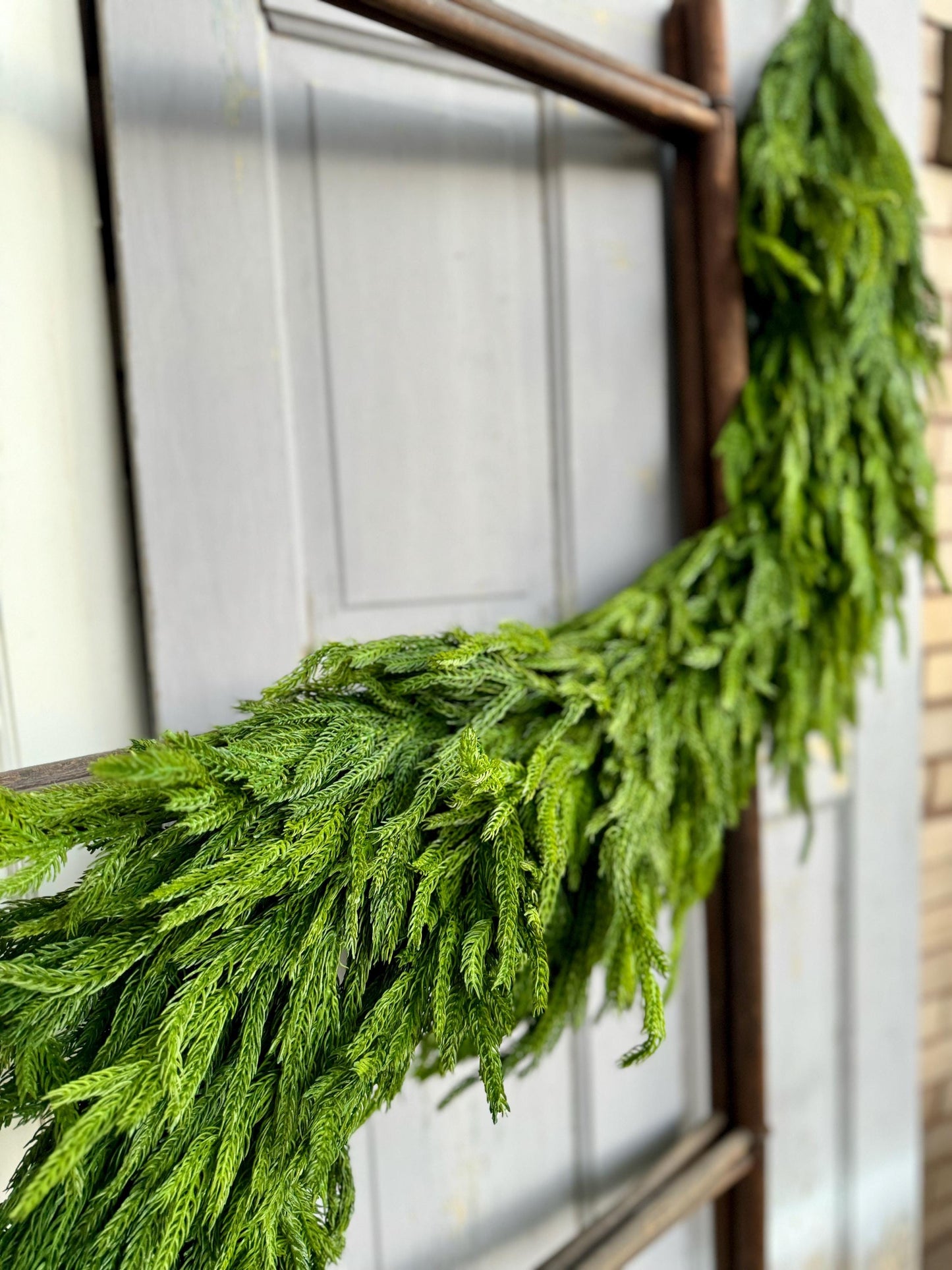 NEW! 6’ DELUXE Norfolk Pine Garland, Extra Thick Real Touch Pine Garland, Garland for Mantle, Christmas Mantle Garland