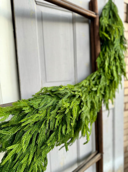 NEW! 6’ DELUXE Norfolk Pine Garland, Extra Thick Real Touch Pine Garland, Garland for Mantle, Christmas Mantle Garland