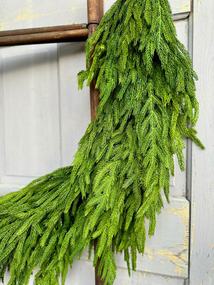 NEW! 6’ DELUXE Norfolk Pine Garland, Extra Thick Real Touch Pine Garland, Garland for Mantle, Christmas Mantle Garland