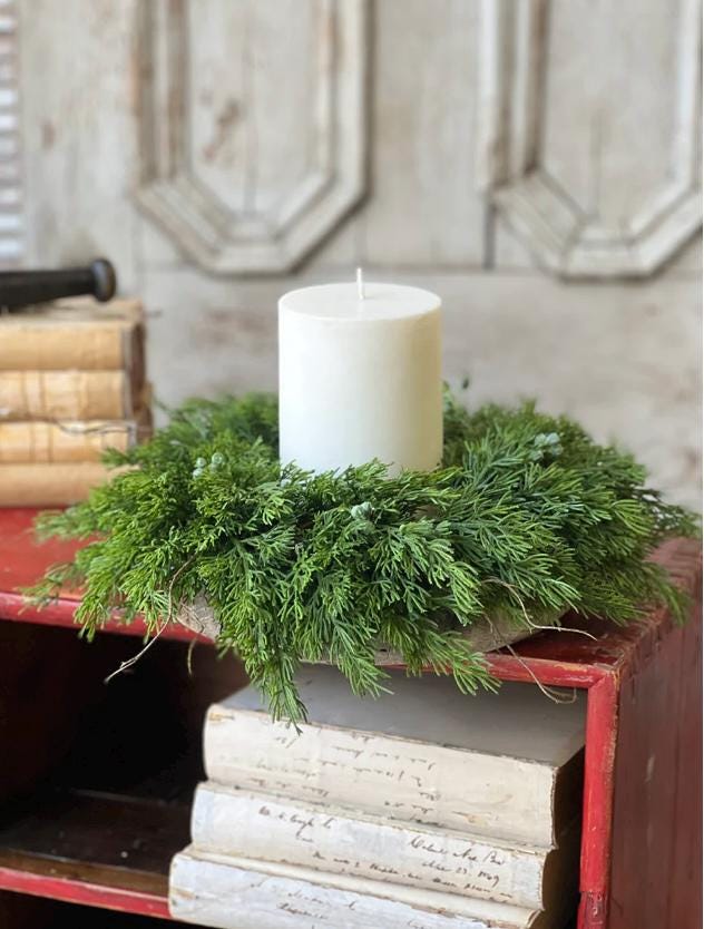 Cedar Christmas Wreath, Real Touch Pine Wreath, Apartment Wreath, Kitchen Cabinet Decor, Accent Wreath