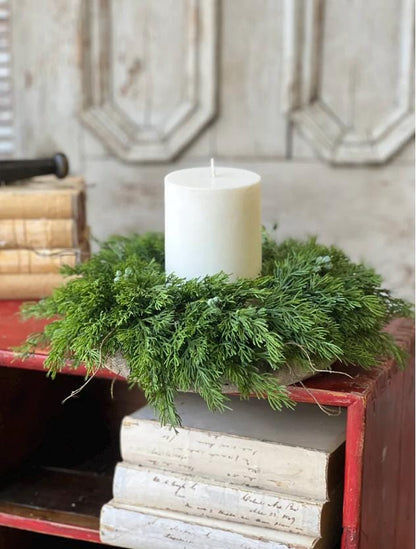 Cedar Christmas Wreath, Real Touch Pine Wreath, Apartment Wreath, Kitchen Cabinet Decor, Accent Wreath