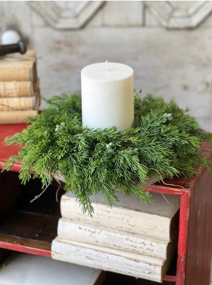 Cedar Christmas Wreath, Real Touch Pine Wreath, Apartment Wreath, Kitchen Cabinet Decor, Accent Wreath