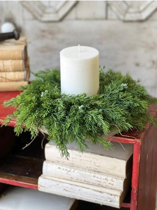 Cedar Christmas Wreath, Real Touch Pine Wreath, Apartment Wreath, Kitchen Cabinet Decor, Accent Wreath