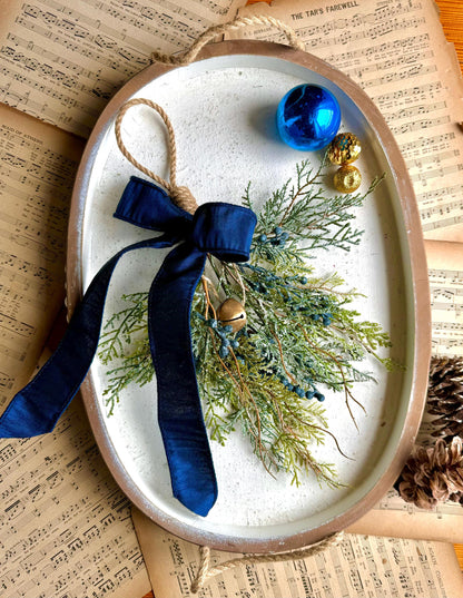 Mini Blue Juniper Swag, Winter Blue Juniper Chair Back Decor, Blue Mistletoe, Juniper Pine Swag, Kitchen Cabinet Decor