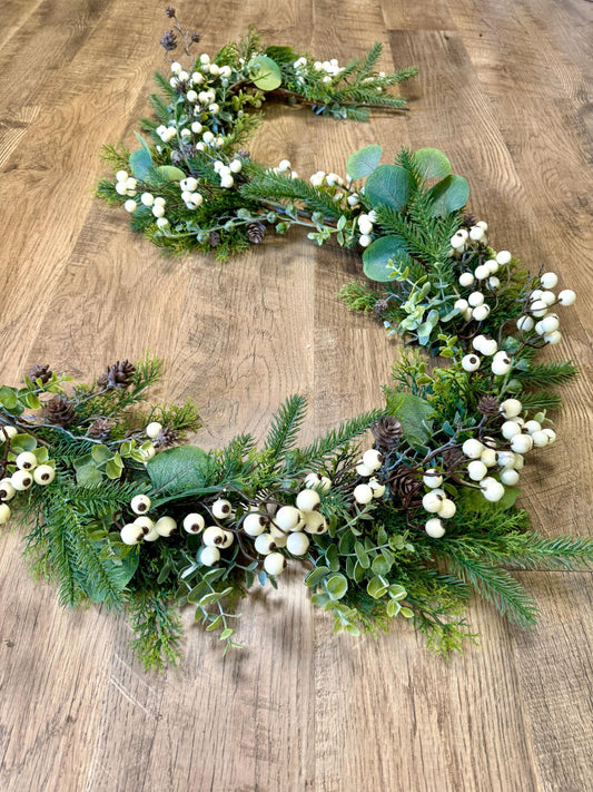 White Winter Garland, White Berry Garland, Rustic Fireplace Mantle Garland, Window Garland, Winter Woodland Garland