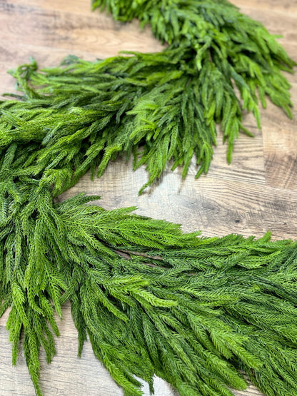 NEW! 6’ DELUXE Norfolk Pine Garland, Extra Thick Real Touch Pine Garland, Garland for Mantle, Christmas Mantle Garland