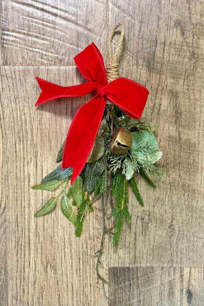 Luxe Gold Mini Christmas Swag with Bells, Mini Lantern Swag, Kitchen Cabinet Decor