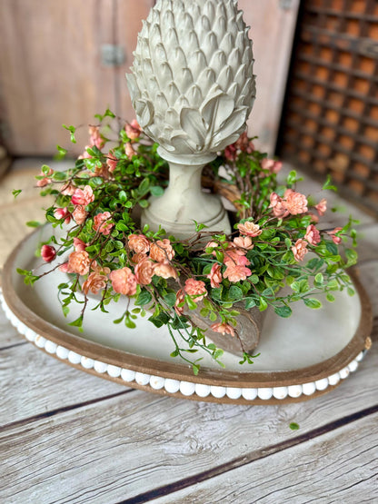 Spring Candle Wreath, Pink Vine Wreath, Summer Wreath, Pink Mini Wreath, Mothers Day Gift, Easter Decor