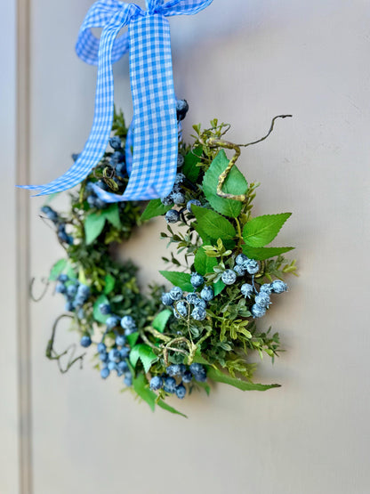 Blueberry and Boxwood Wreath, Farmhouse Berry Boxwood Wreath, Spring Summer Decor, Kitchen Cabinets, Camper Decor, Blue Kitchen, Blue Wreath