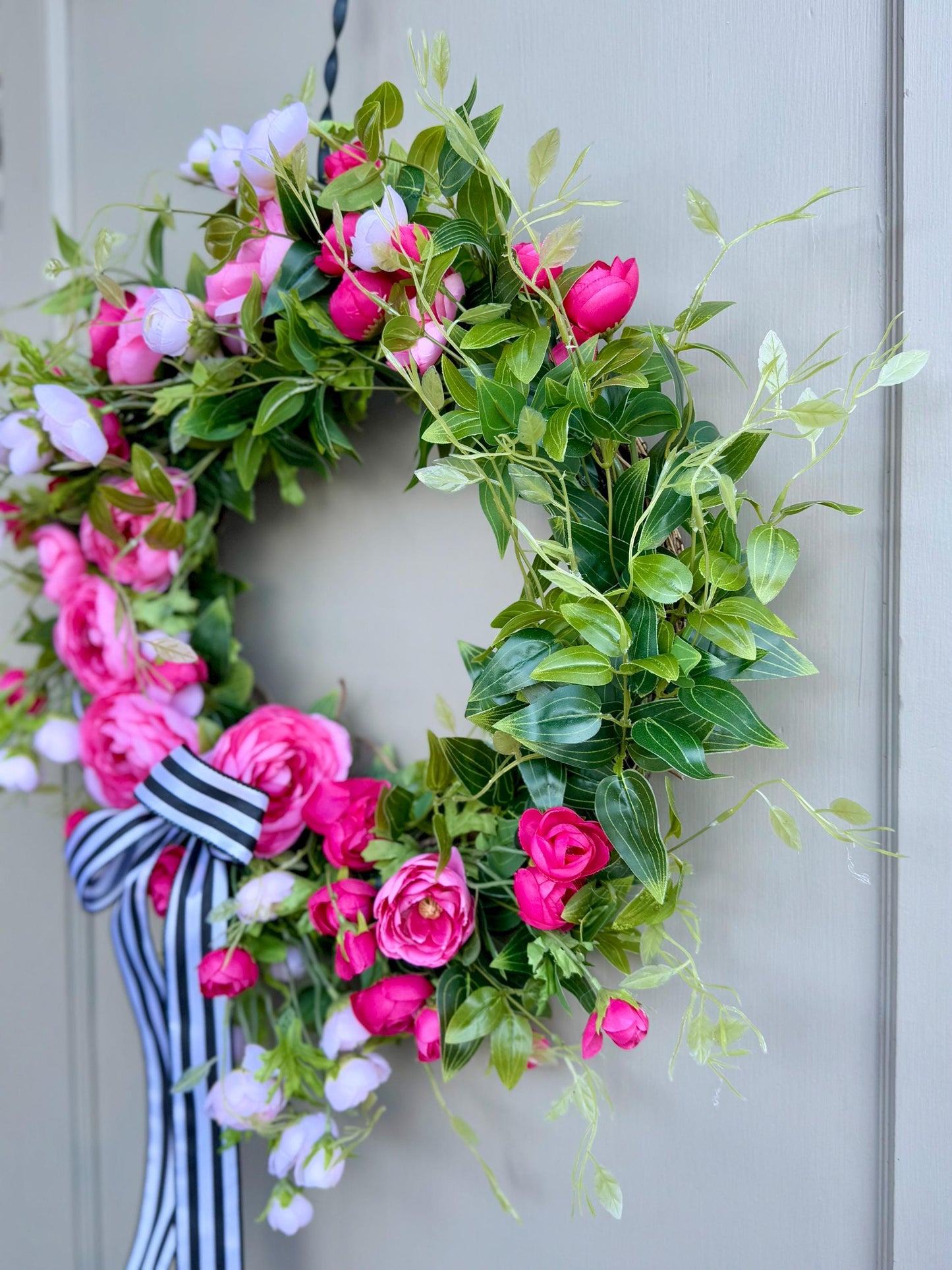 Mothers Day Wreath, Pink Rose Wreath, Pink Easter Wreath, Cabbage Rose Flowers, Easter Decor, Pink Summer Wreath, Pink Spring Door Wreath