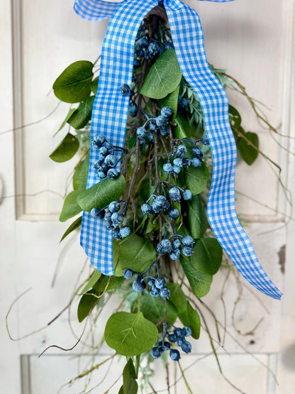Blueberry Swag, Mothers Day Gifts, Front Door Wreath, Summer Blueberry Wreath, Spring Wreath, Easter Decor, Wild Blueberry Wreath, Kitchen