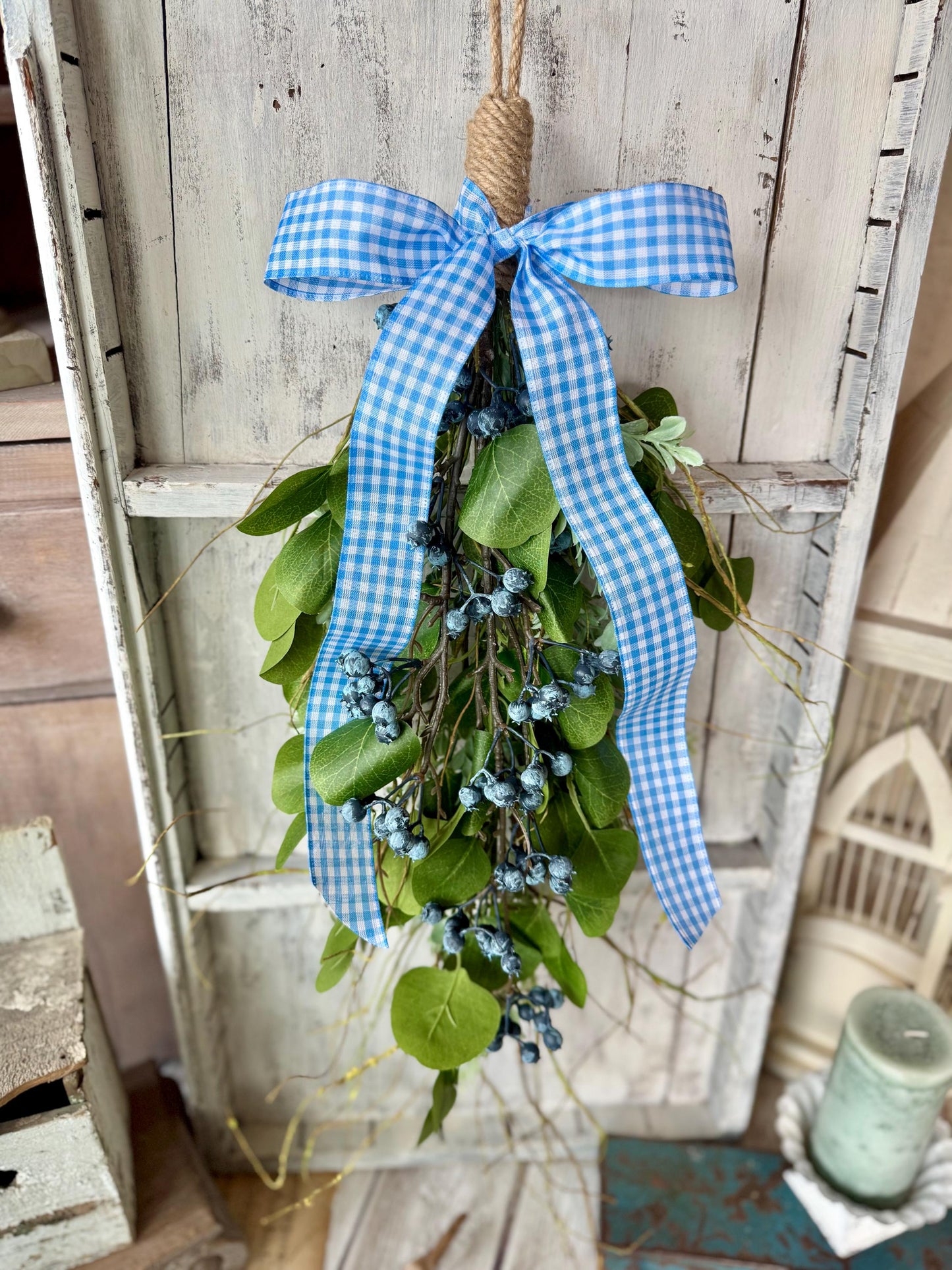 Blueberry Swag, Mothers Day Gifts, Front Door Wreath, Summer Blueberry Wreath, Spring Wreath, Easter Decor, Wild Blueberry Wreath, Kitchen