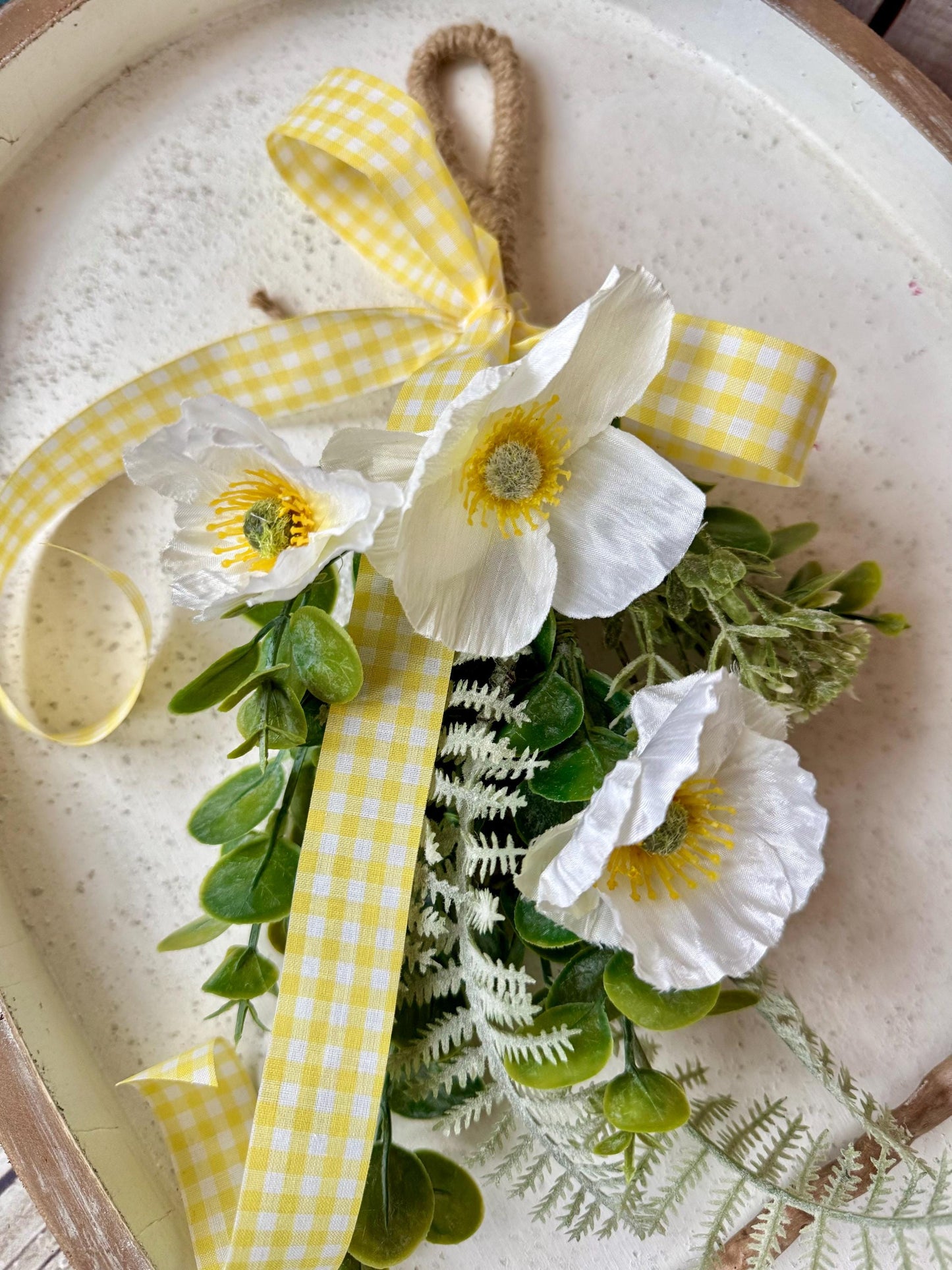 NEW 2025! White Poppy Greenery Swag Wreath, Spring Mini Swag, Yellow Poppy, Mothers Day Swag, Wildflower Decor