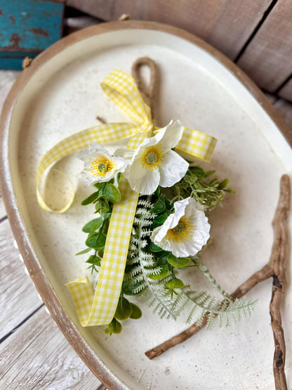 NEW 2025! White Poppy Greenery Swag Wreath, Spring Mini Swag, Yellow Poppy, Mothers Day Swag, Wildflower Decor