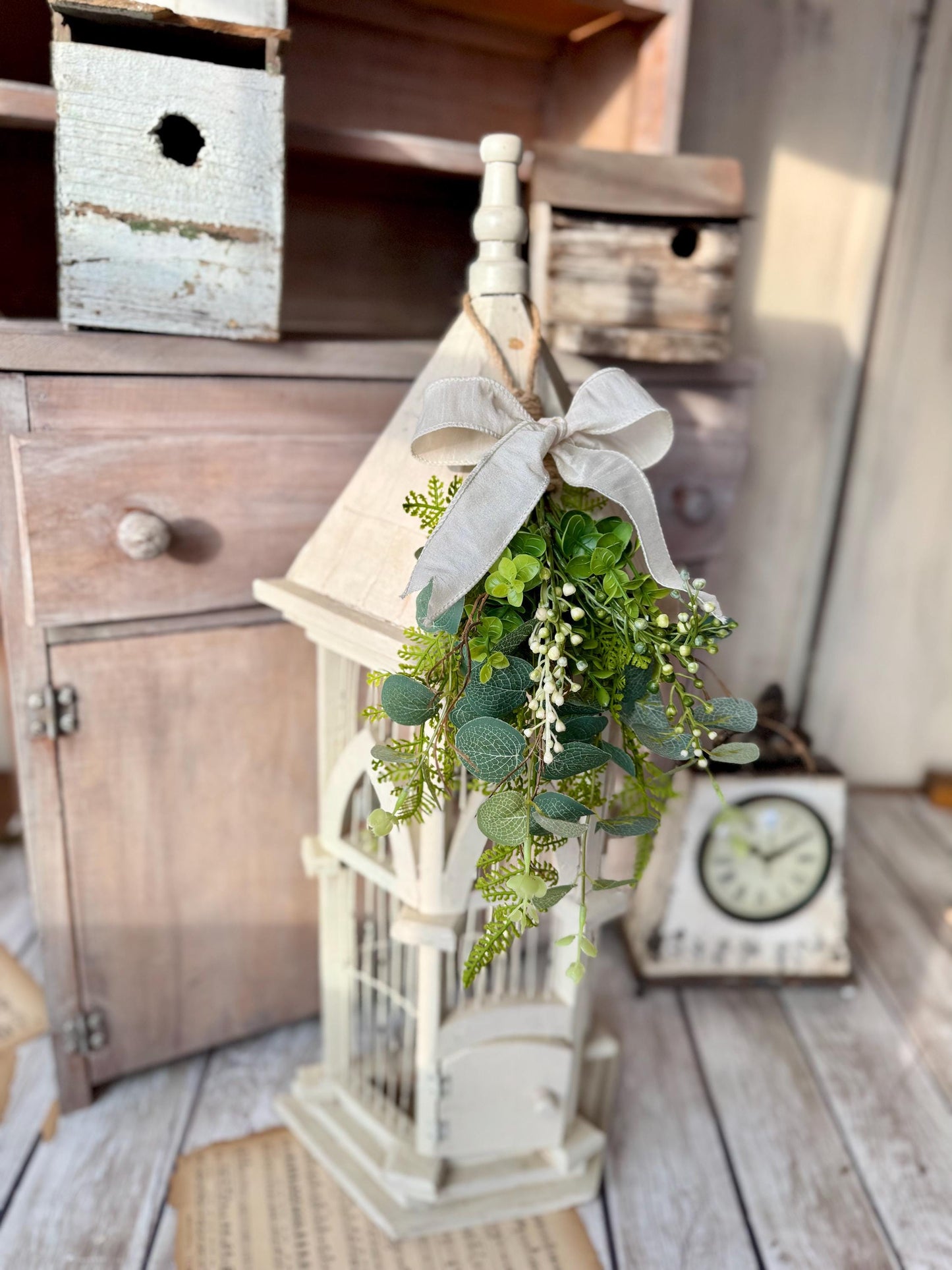 NEW 2025! Mini Greenery Swag Wreath, Spring Swag, Eucalyptus Berry Door Swag, Fern Wreath, Mothers Day Swag, Wildflower Decor