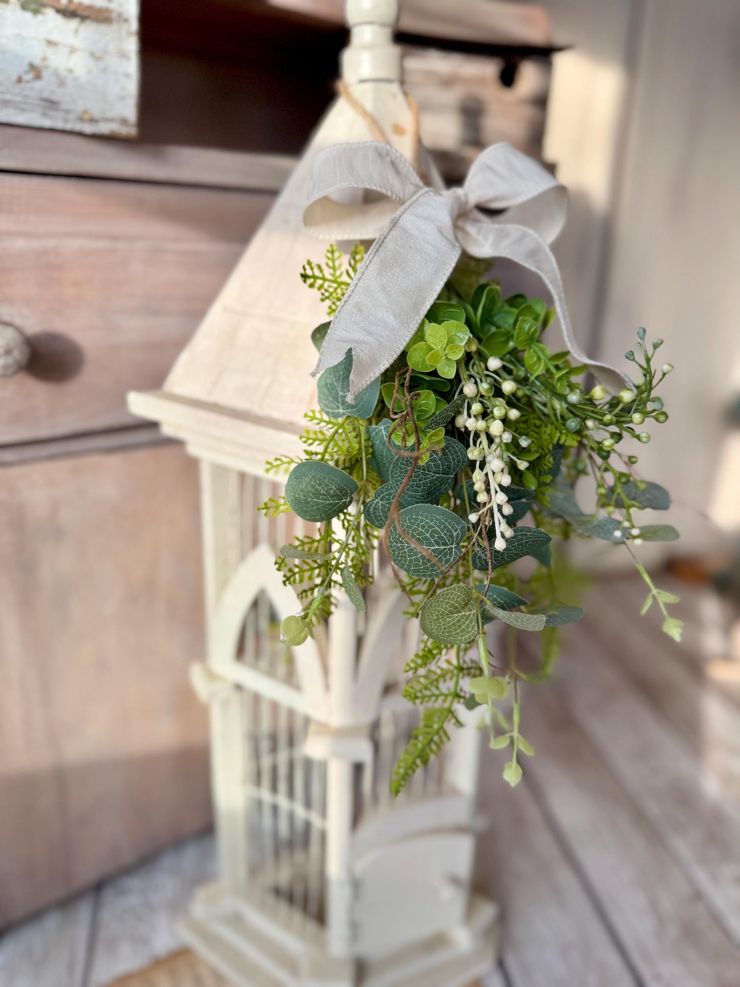 NEW 2025! Mini Greenery Swag Wreath, Spring Swag, Eucalyptus Berry Door Swag, Fern Wreath, Mothers Day Swag, Wildflower Decor