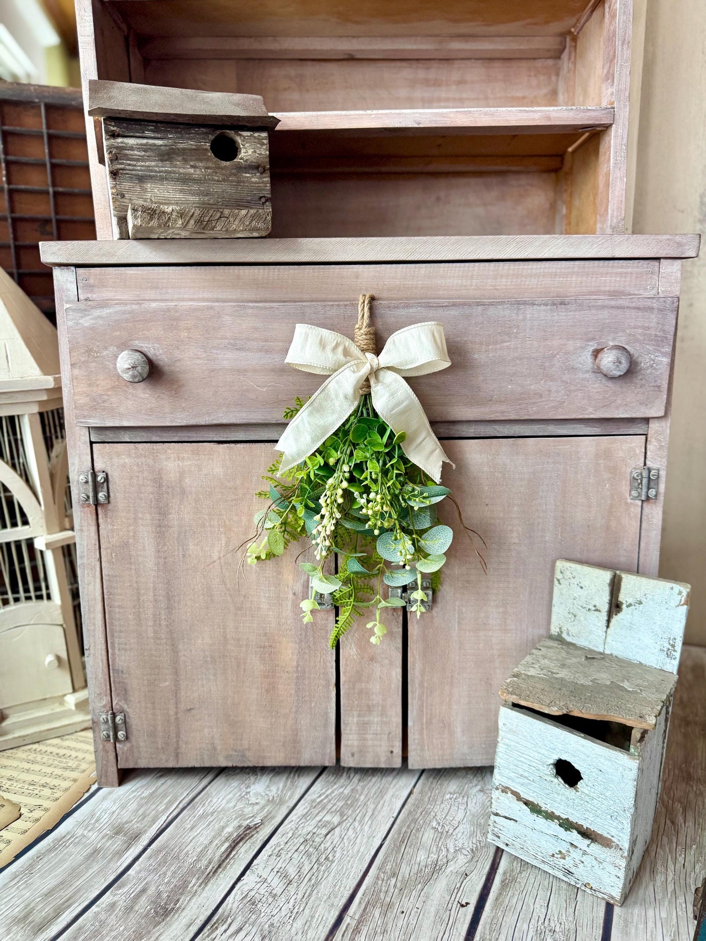 NEW 2025! Mini Greenery Swag Wreath, Spring Swag, Eucalyptus Berry Door Swag, Fern Wreath, Mothers Day Swag, Wildflower Decor