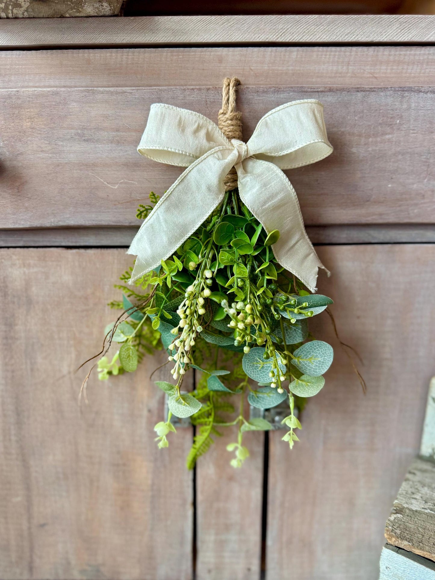 NEW 2025! Mini Greenery Swag Wreath, Spring Swag, Eucalyptus Berry Door Swag, Fern Wreath, Mothers Day Swag, Wildflower Decor