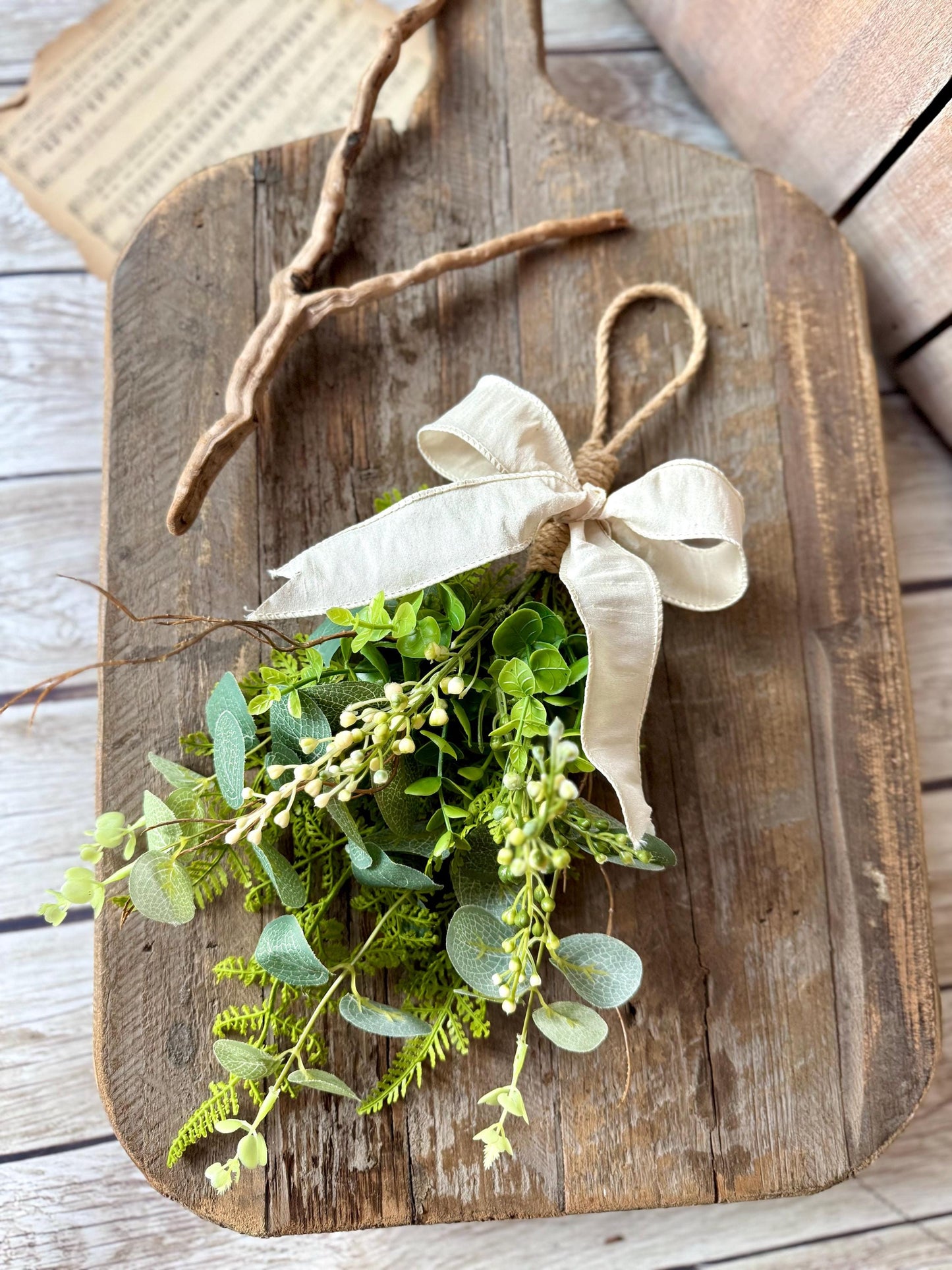 NEW 2025! Mini Greenery Swag Wreath, Spring Swag, Eucalyptus Berry Door Swag, Fern Wreath, Mothers Day Swag, Wildflower Decor