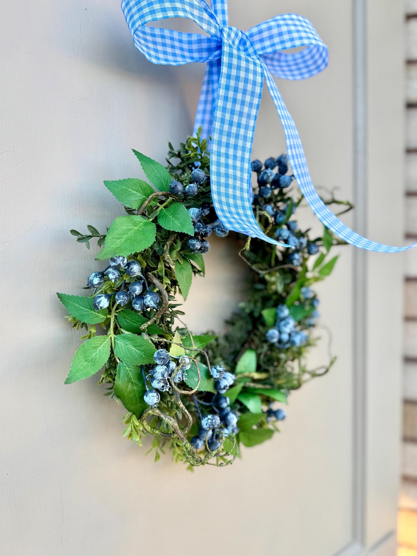 Blueberry and Boxwood Wreath, Farmhouse Berry Boxwood Wreath, Spring Summer Decor, Kitchen Cabinets, Camper Decor, Blue Kitchen, Blue Wreath