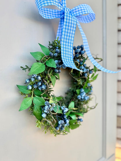 Blueberry and Boxwood Wreath, Farmhouse Berry Boxwood Wreath, Spring Summer Decor, Kitchen Cabinets, Camper Decor, Blue Kitchen, Blue Wreath