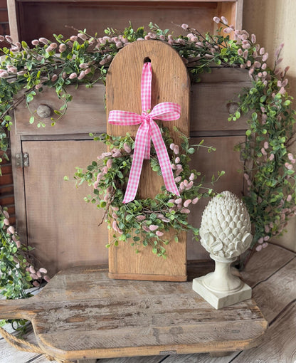 NEW 2025 Pink Pussy Willow Wreath, Pink Candle Wreath, Valentines Day Wreath, Pink Mothers Day Gift, Window Wreath, Mini Wreath