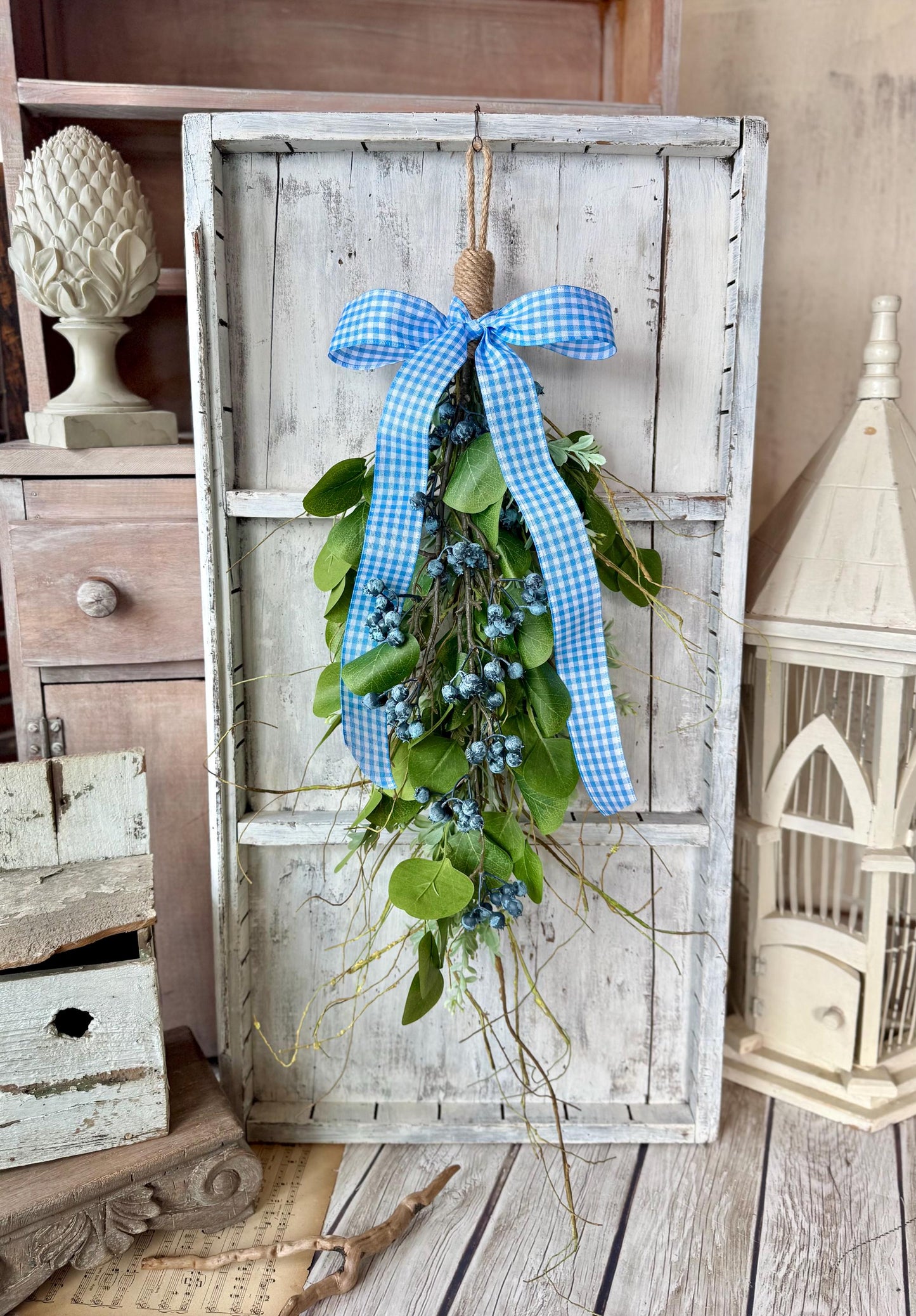 Blueberry Swag, Mothers Day Gifts, Front Door Wreath, Summer Blueberry Wreath, Spring Wreath, Easter Decor, Wild Blueberry Wreath, Kitchen