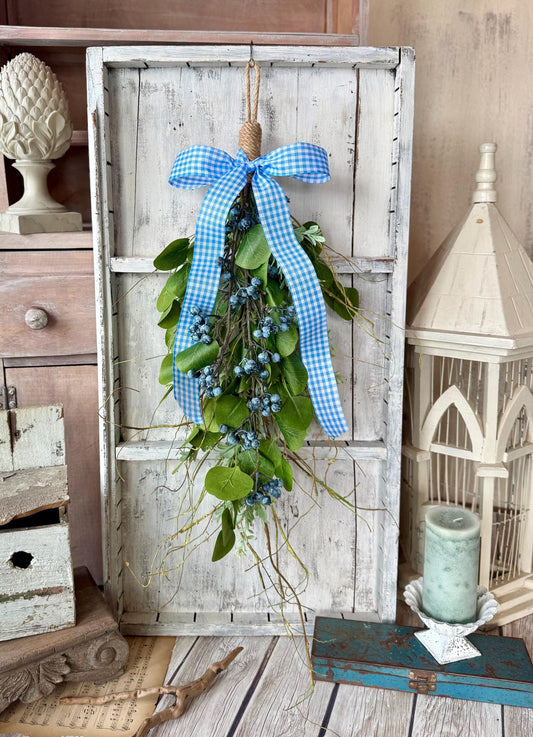 Blueberry Swag, Mothers Day Gifts, Front Door Wreath, Summer Blueberry Wreath, Spring Wreath, Easter Decor, Wild Blueberry Wreath, Kitchen