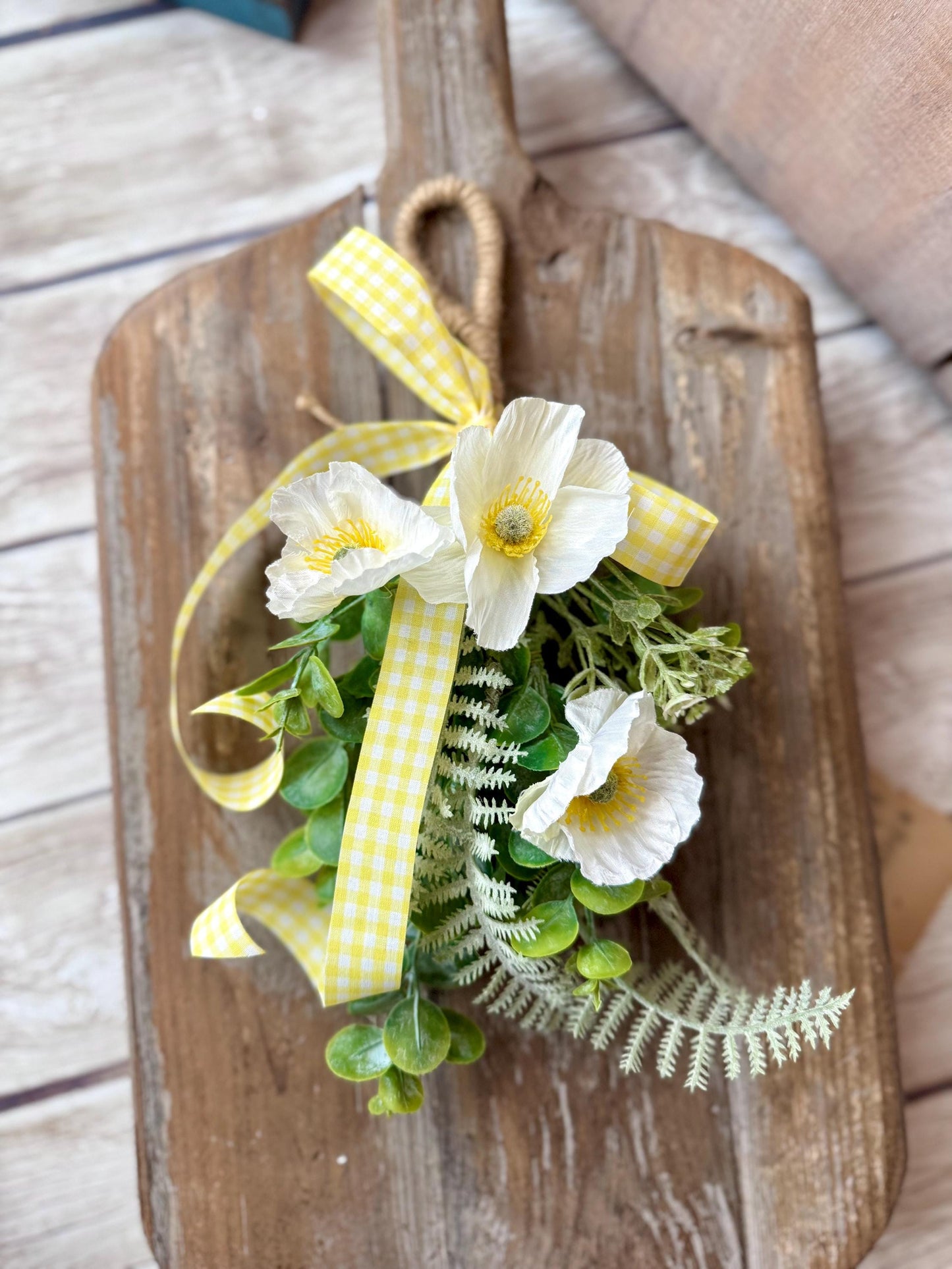 NEW 2025! White Poppy Greenery Swag Wreath, Spring Mini Swag, Yellow Poppy, Mothers Day Swag, Wildflower Decor
