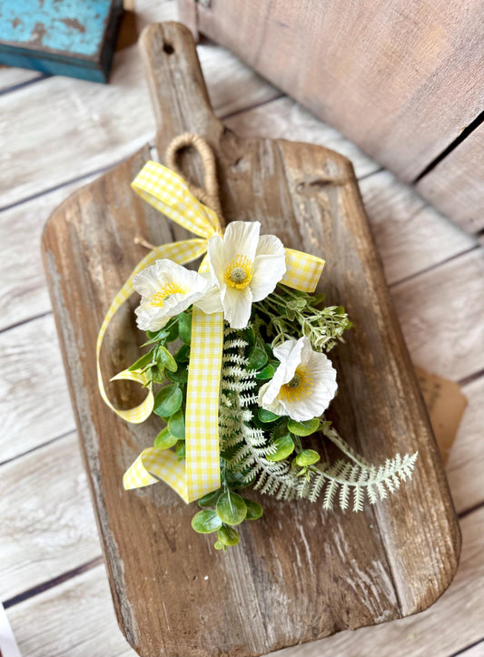 NEW 2025! White Poppy Greenery Swag Wreath, Spring Mini Swag, Yellow Poppy, Mothers Day Swag, Wildflower Decor