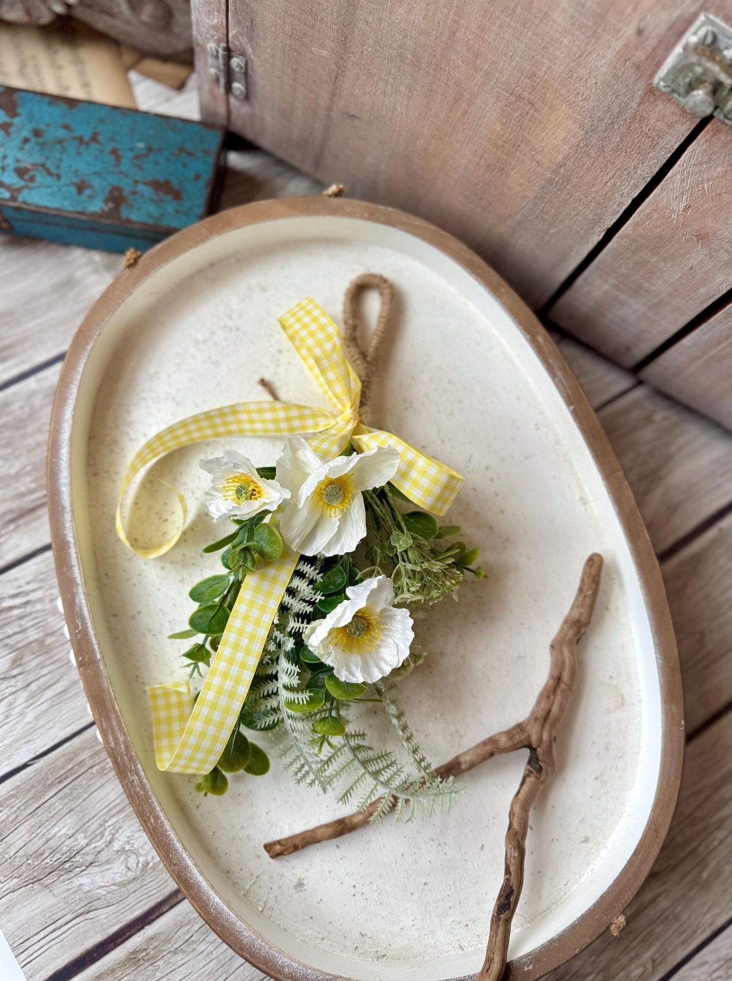 NEW 2025! White Poppy Greenery Swag Wreath, Spring Mini Swag, Yellow Poppy, Mothers Day Swag, Wildflower Decor