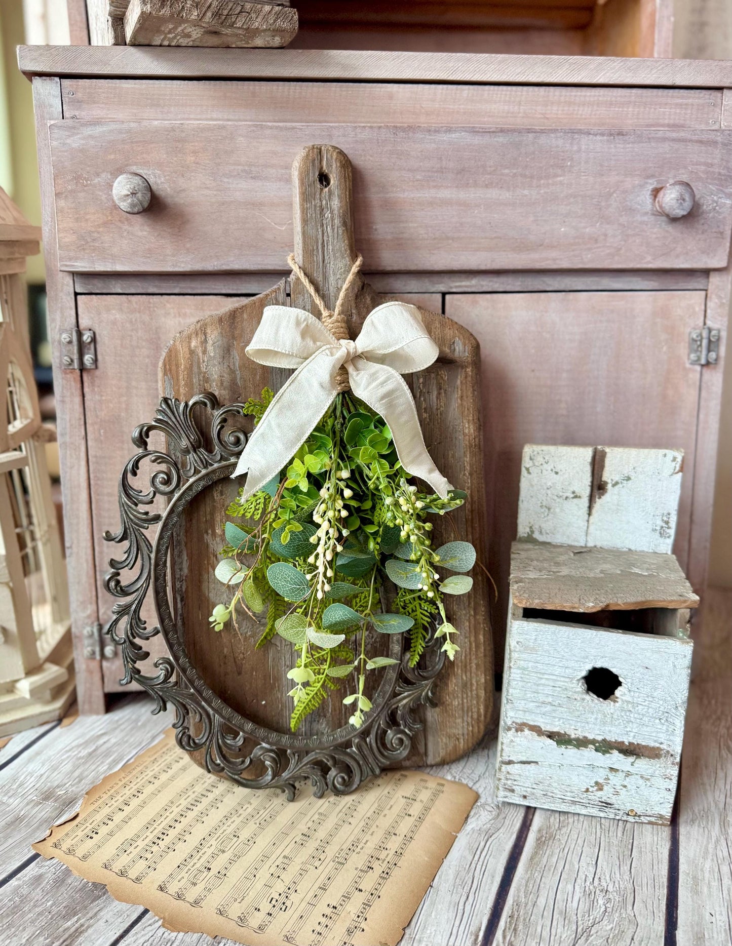 NEW 2025! Mini Greenery Swag Wreath, Spring Swag, Eucalyptus Berry Door Swag, Fern Wreath, Mothers Day Swag, Wildflower Decor