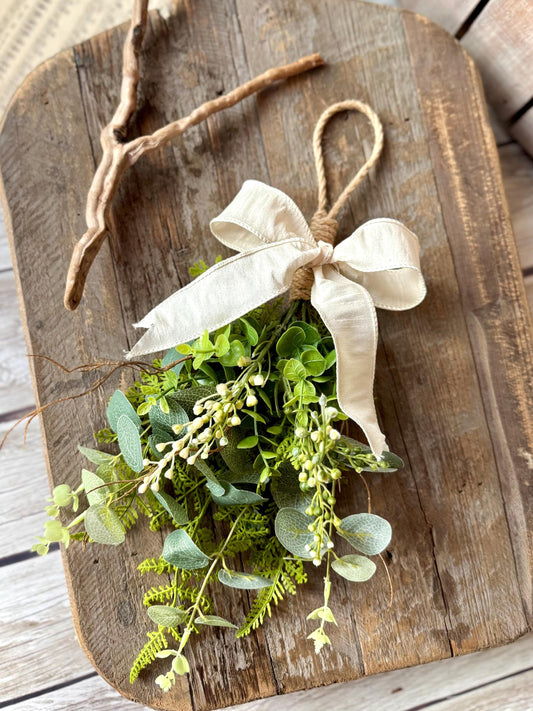 NEW 2025! Mini Greenery Swag Wreath, Spring Swag, Eucalyptus Berry Door Swag, Fern Wreath, Mothers Day Swag, Wildflower Decor
