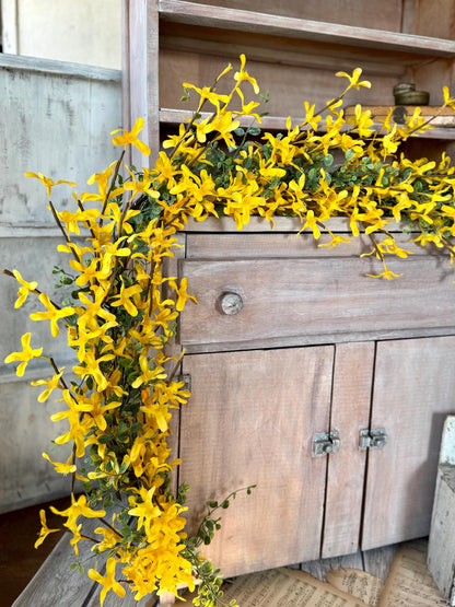 NEW 2025! Yellow Forsythia Garland, Spring Floral Garland, Summer Garland for Fireplace, Mantle Garland Decor, Mothers Day Gift