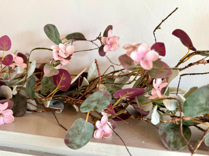 Pink Eucalyptus Garland, Purple Summer Garland, Pink Summer Garland, Pink Lambs Ear Garland, Spring Garland