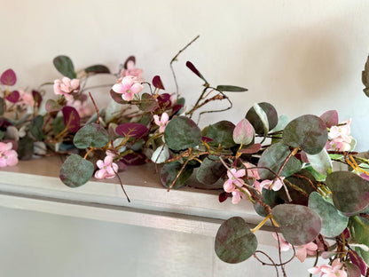 Pink Eucalyptus Garland, Purple Summer Garland, Pink Summer Garland, Pink Lambs Ear Garland, Spring Garland