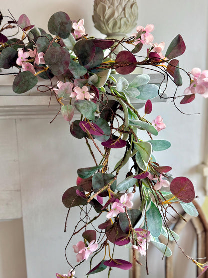 Pink Eucalyptus Garland, Purple Summer Garland, Pink Summer Garland, Pink Lambs Ear Garland, Spring Garland