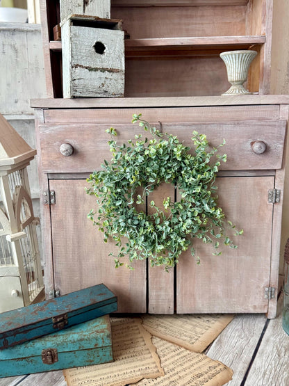 Green Leaf Candle Wreath, Bog Wreath, Kitchen Window Wreath, Accent Decor, Farmhouse Greenery Wreath
