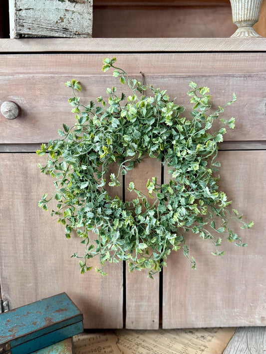 Green Leaf Candle Wreath, Bog Wreath, Kitchen Window Wreath, Accent Decor, Farmhouse Greenery Wreath