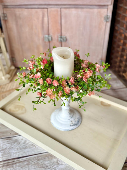 BEST SELLER Mothers Day Candle Wreath, Mothers Day GIFT, Pink Floral Candle Wreath, Summer Wreath, Spring Decor, Easter Decor