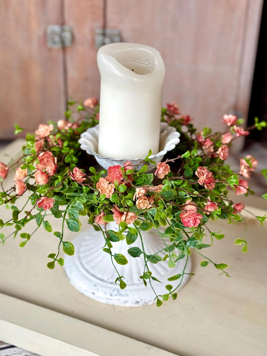 BEST SELLER Mothers Day Candle Wreath, Mothers Day GIFT, Pink Floral Candle Wreath, Summer Wreath, Spring Decor, Easter Decor